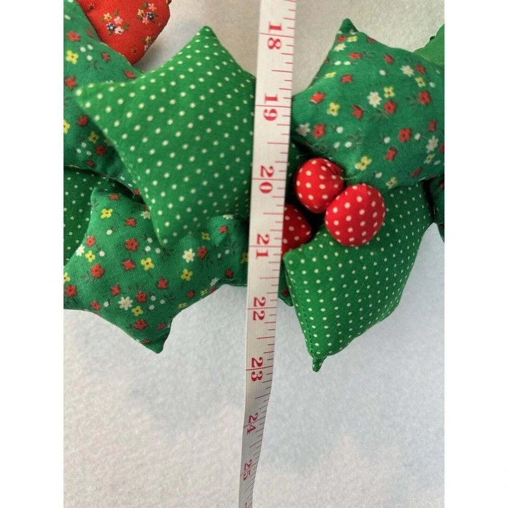 Vtg‎ Handmade Fabric Christmas Wreath Patchwork Stuffed Puffy Retro 80s 23
